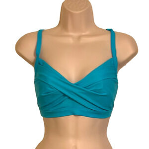 Athleta Blue Wrap-Style Bikini Top with Crossover Design